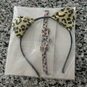 Leopard Print Cat Ear Headband and Choker set